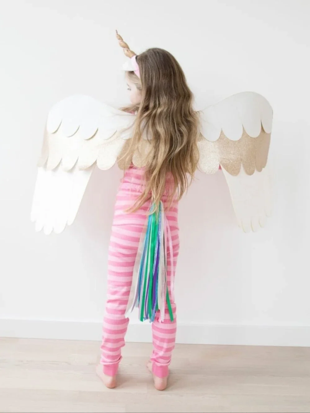 Hanna Andersson Cream and Gold Dress Up Wings